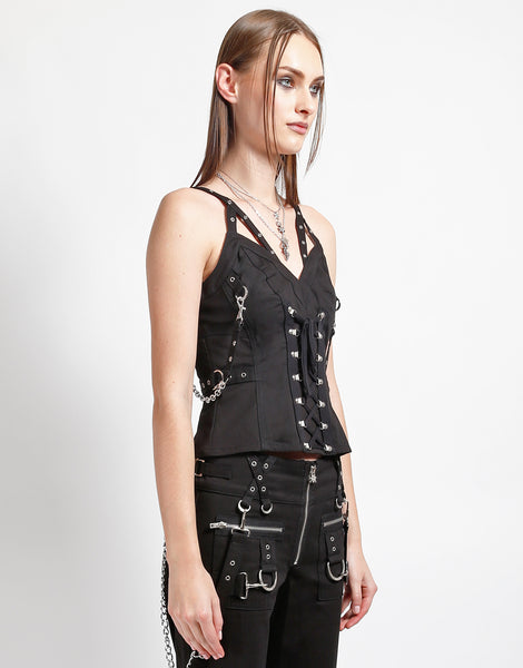 トップス andmary navi corset tops black andmary navi corset tops ブラック Leather Waspie Underbust