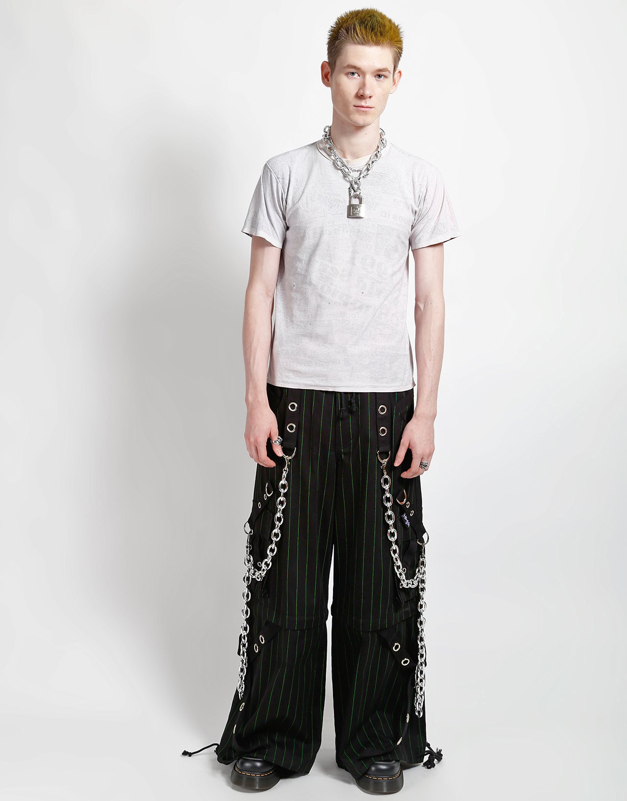 GODFATHER CHAIN PANT GREEN STRIPE
