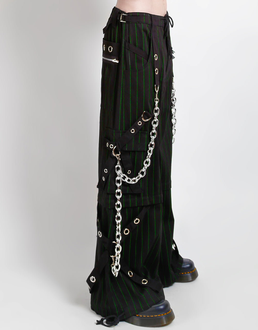 GODFATHER CHAIN PANT GREEN STRIPE