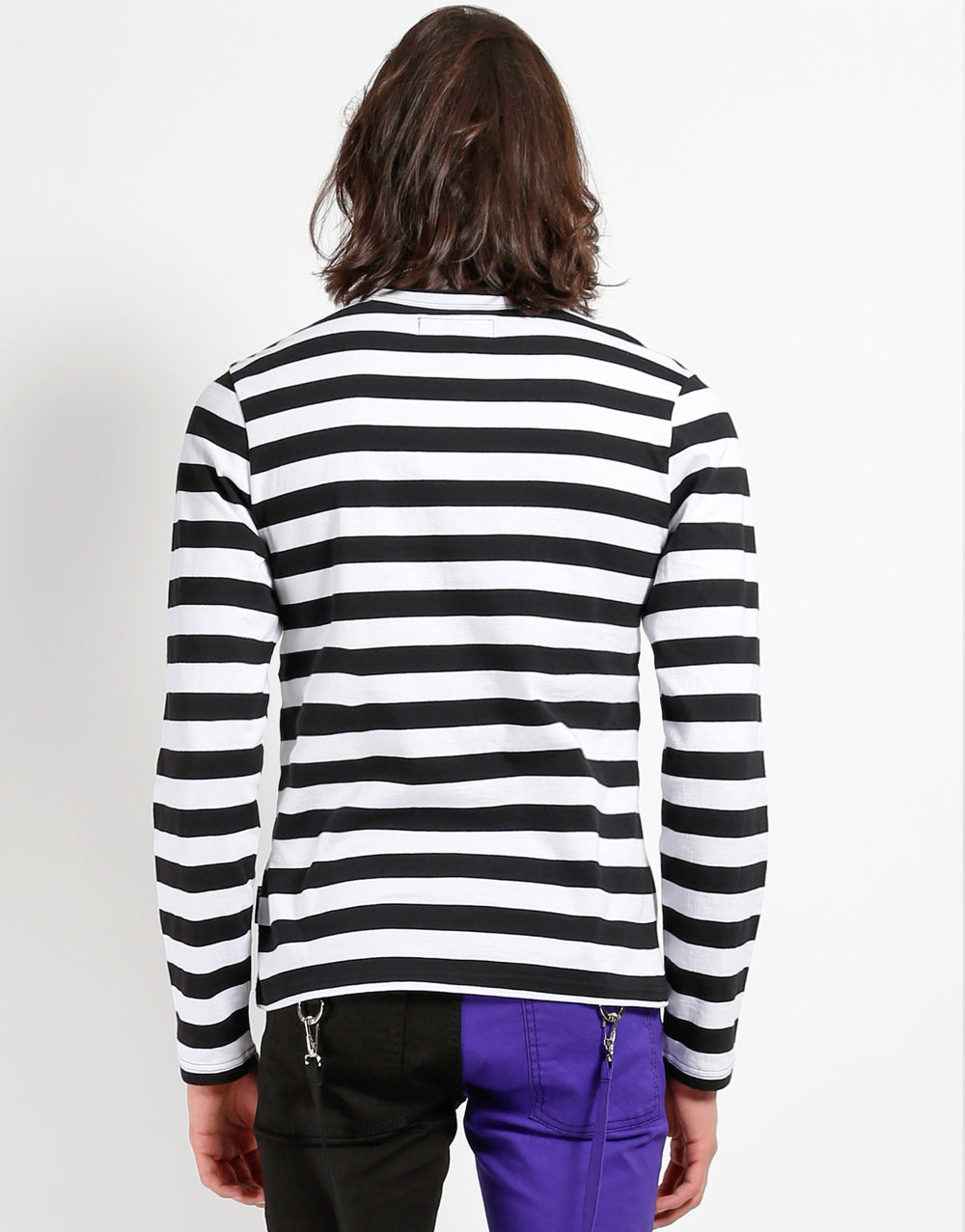 SKULL STRIPE KNIT TOP BLACK/WHITE