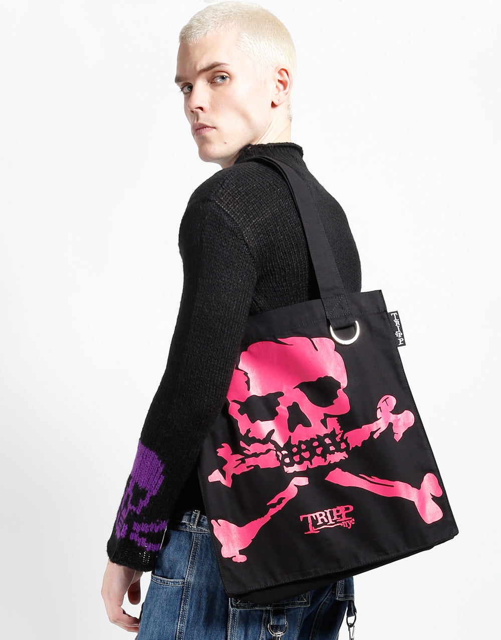 BIG PINK SKULL LOGO TOTE