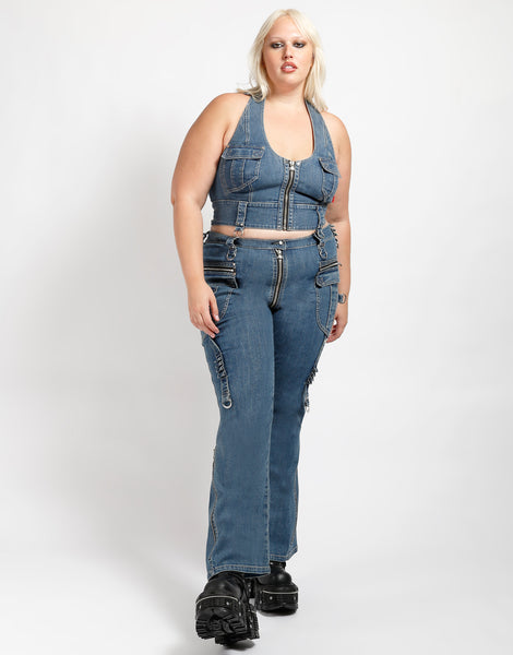 TRIPP NYC - CURVE POWER HALTER DENIM