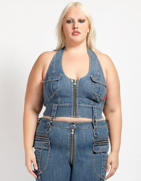 TRIPP NYC - CURVE POWER HALTER DENIM