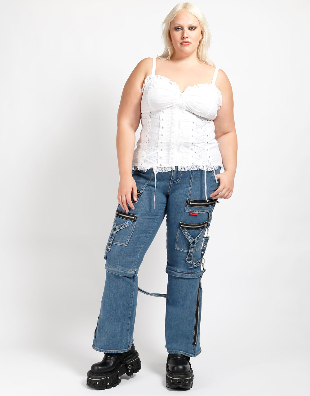 CURVE ZIP TO ZIP PANT LIGHT BLUE DENIM