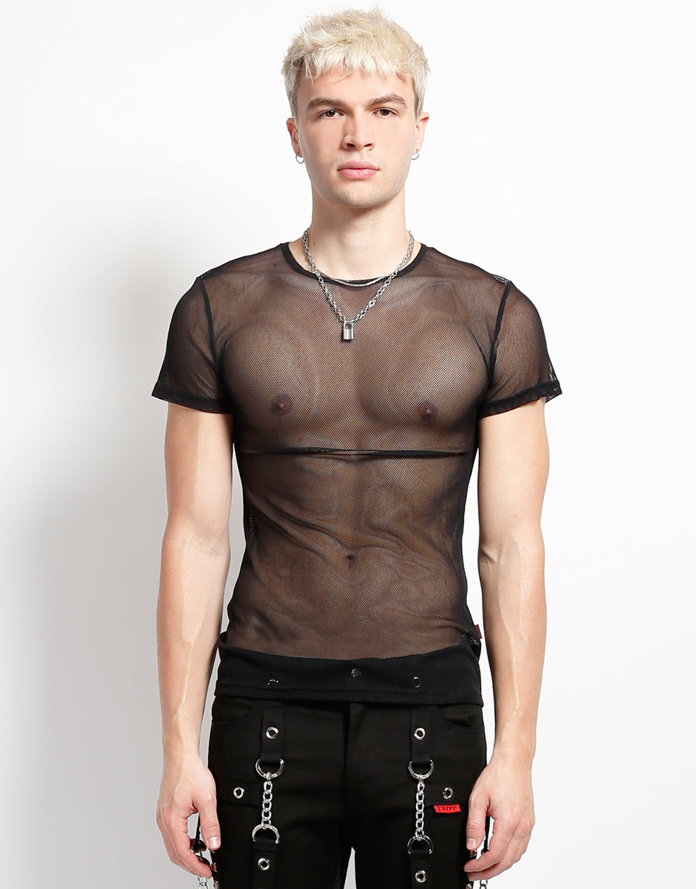 SHORT SLEEVE FISHNET BLACK