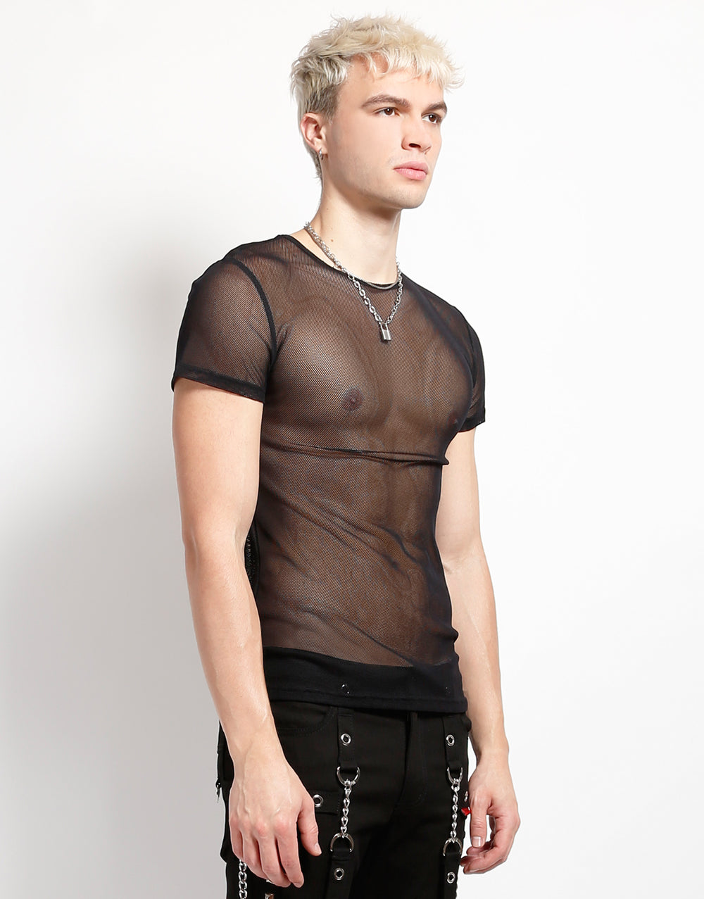 SHORT SLEEVE FISHNET BLACK