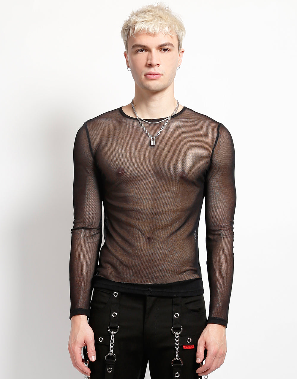 MENS LONG SLEEVE FISHNET BLACK