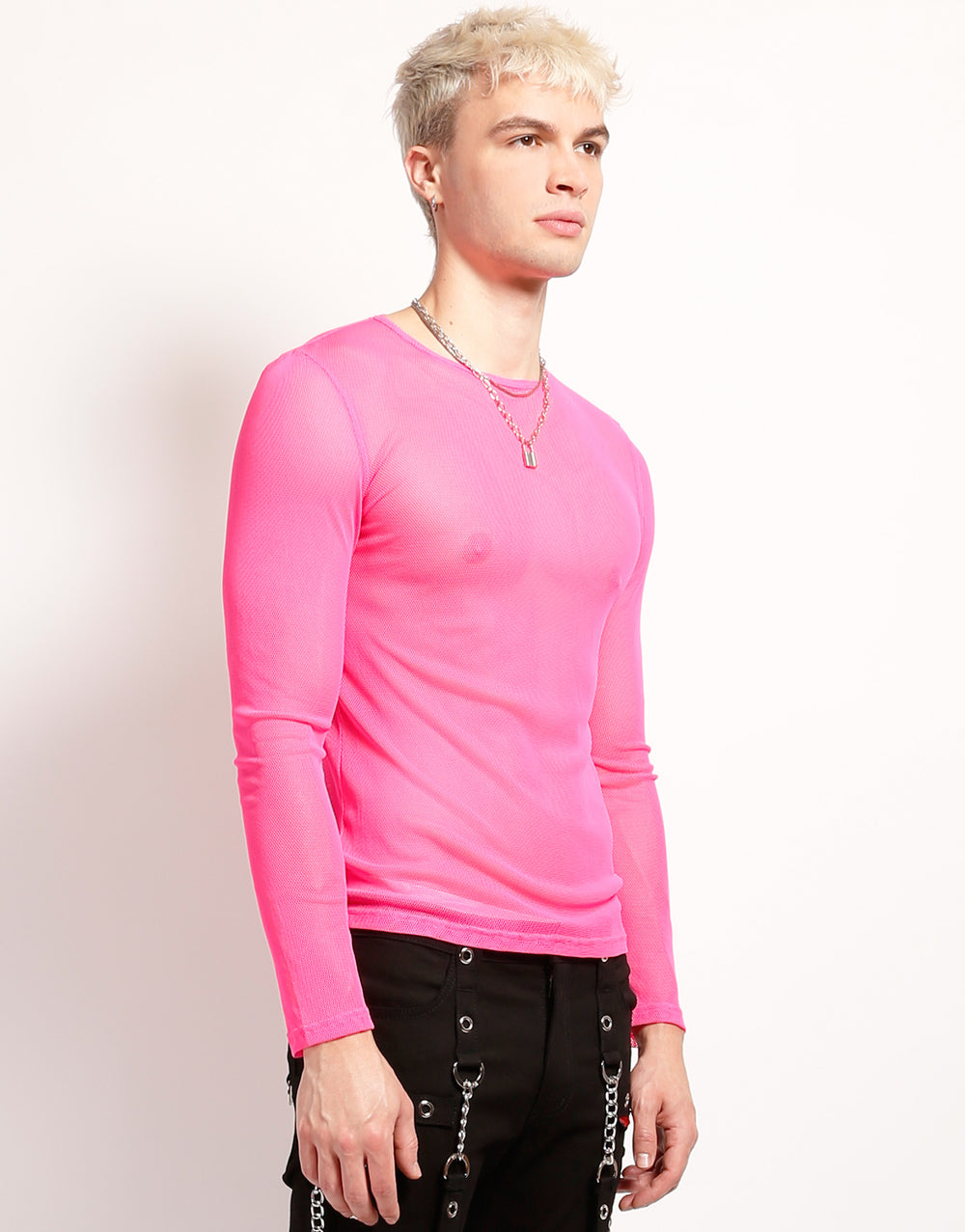 MENS LONG SLEEVE FISHNET PINK