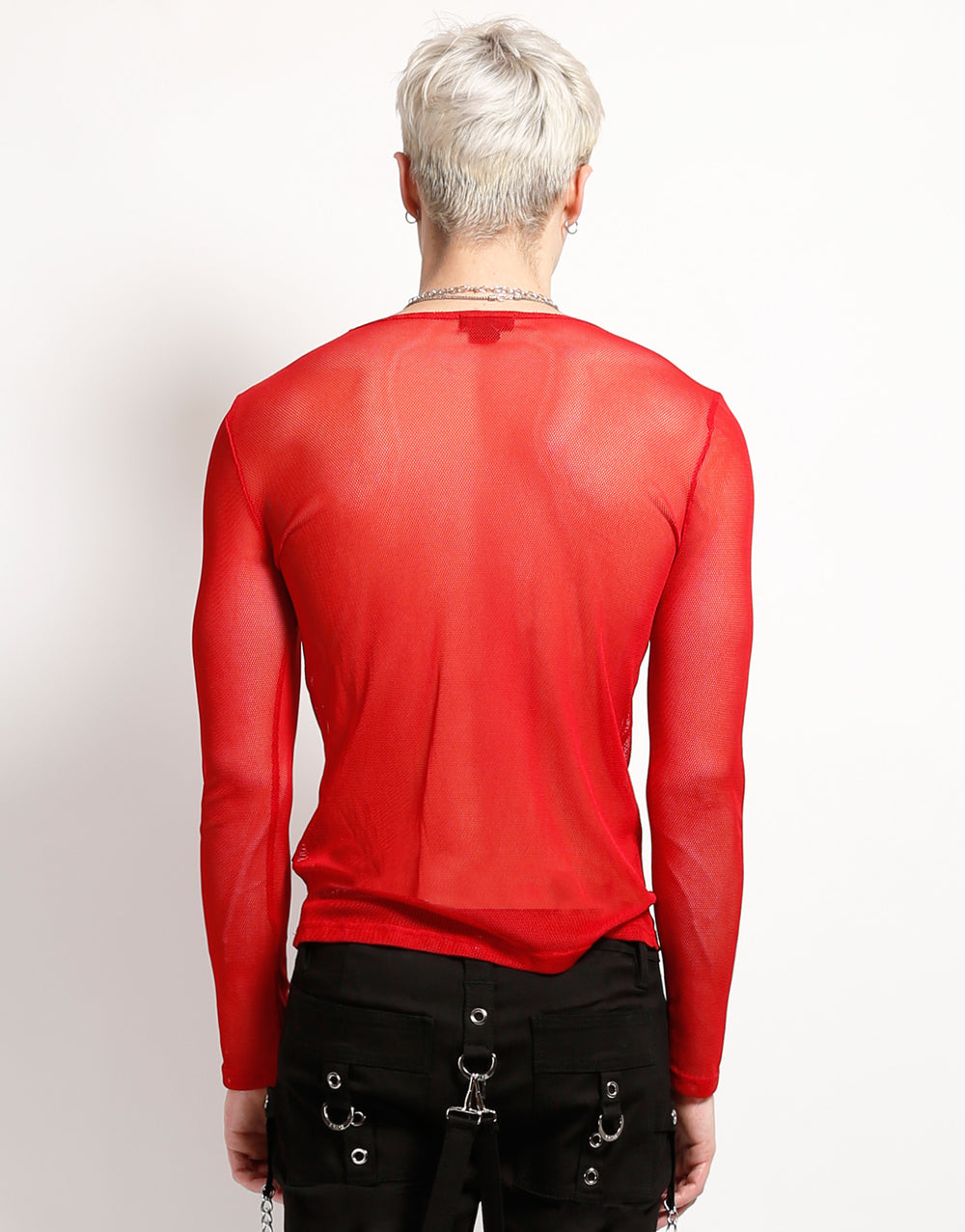 MENS LONG SLEEVE FISHNET RED