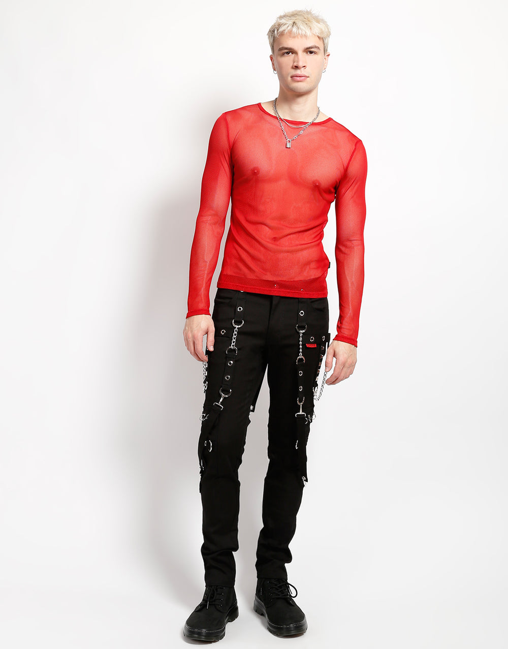 MENS LONG SLEEVE FISHNET RED