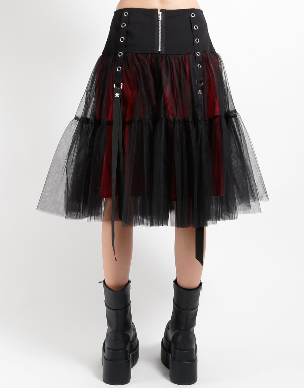 TUTU RIBBON TULLE SKIRT BLK/RED
