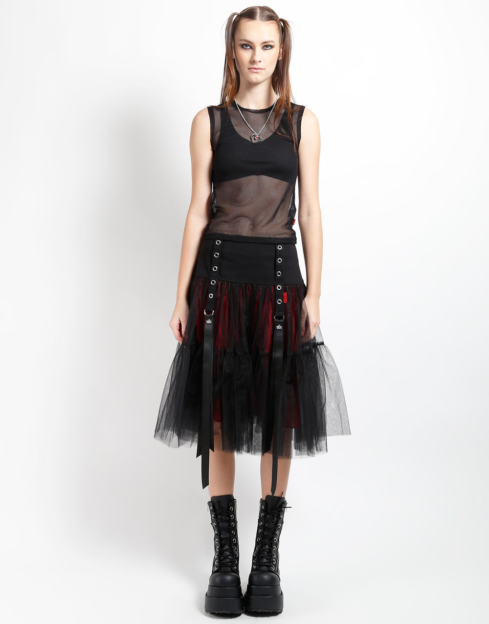 TUTU RIBBON TULLE SKIRT BLK/RED
