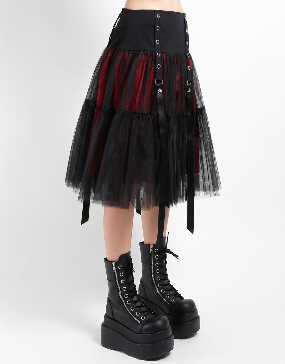 TUTU RIBBON TULLE SKIRT BLK/RED