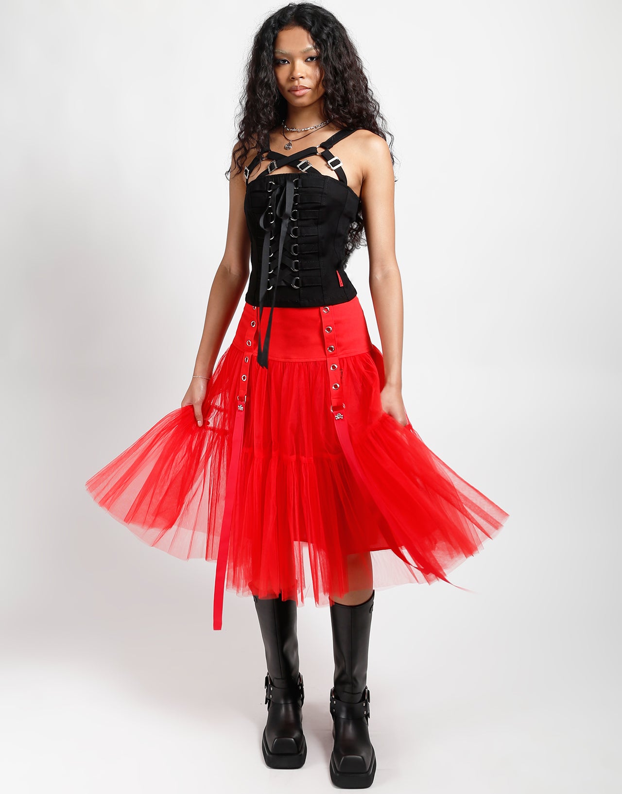 TUTU RIBBON TULLE SKIRT RED