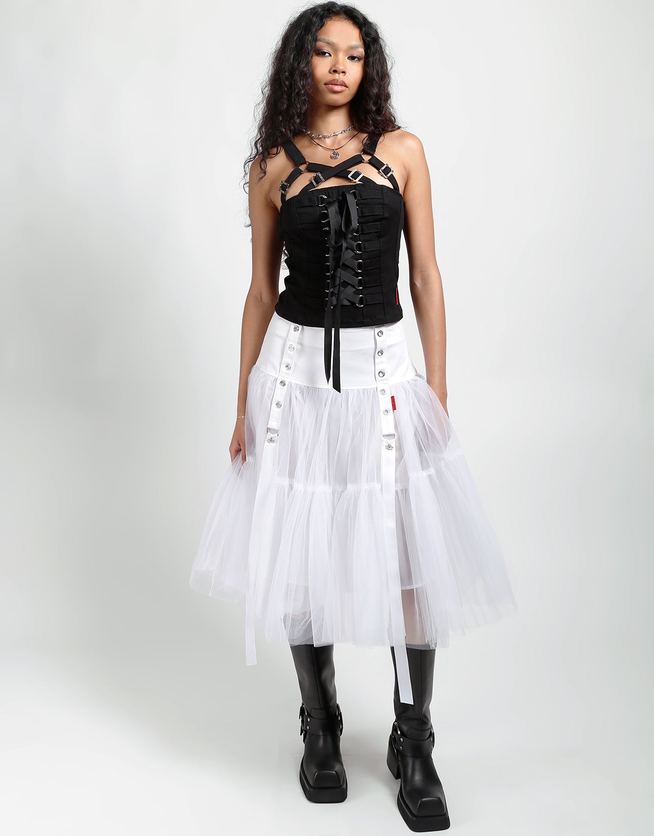 TUTU RIBBON TULLE SKIRT WHT