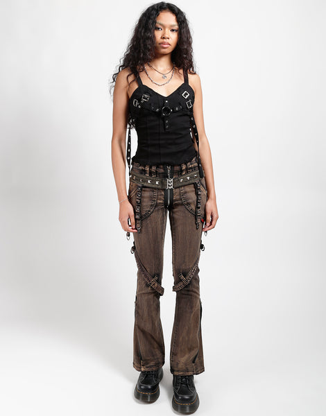 TRIPP NYC - POWER BELT PANT BLACK STEAM WASH