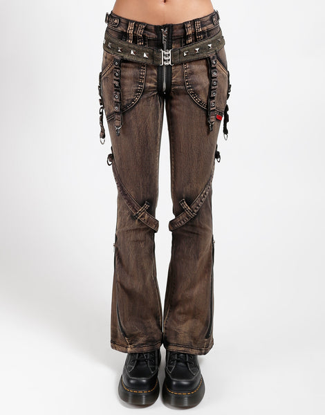 パンツ TRIPP NYC POWER WASH TRIPP NYC - X-STRAP PANT DIRTY WASH BLUE DENIM