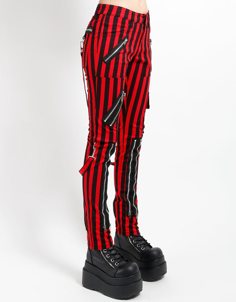 TRIPP NYC - CLASSIC SLIM LEG BONDAGE PANT MEDIUM BLK RED STRIPE TRIPP NYC - CLASSIC SLIM LEG BONDAGE PANT MEDIUM BLK RED STRIPE