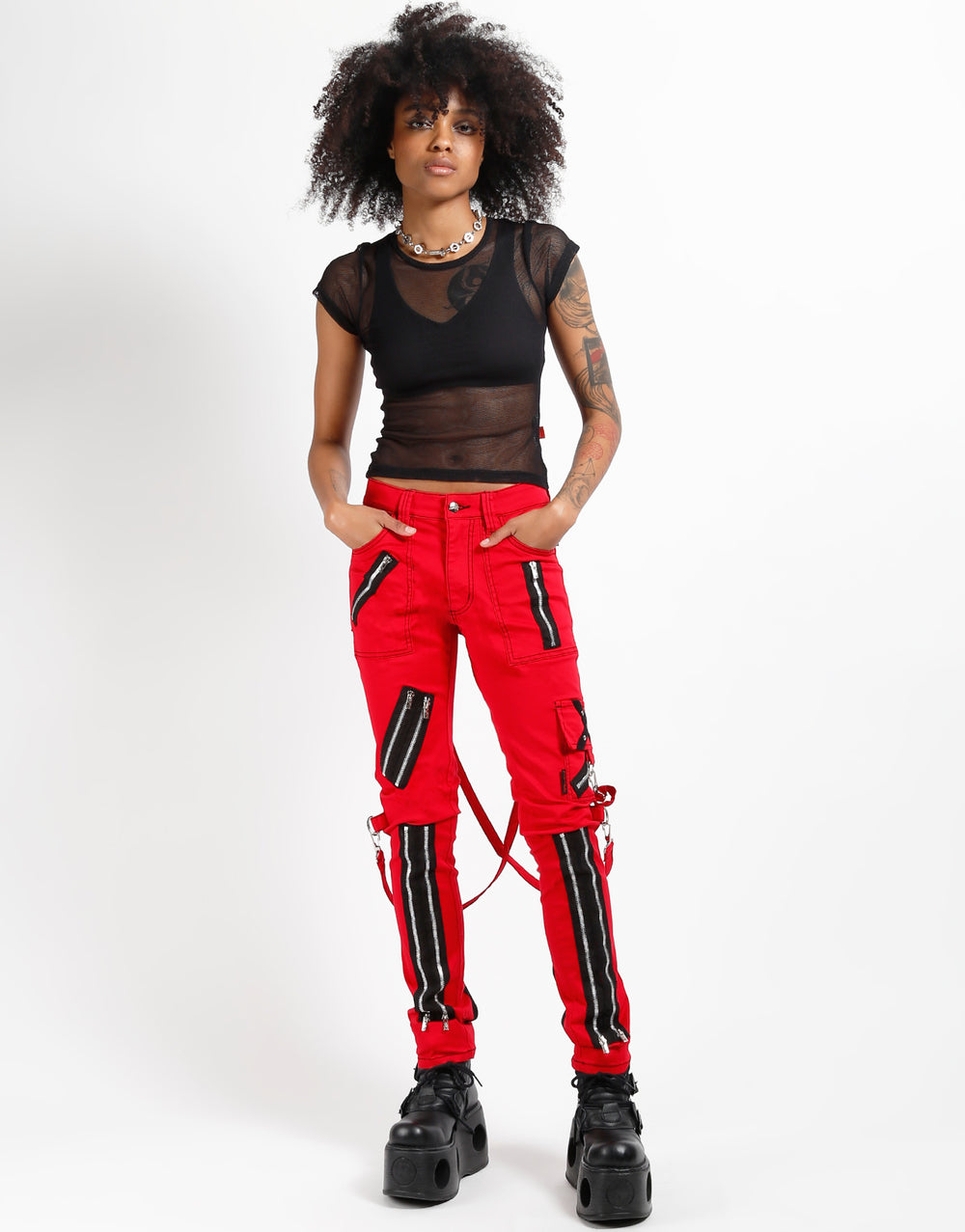 CLASSIC SLIM LEG BONDAGE PANT RED