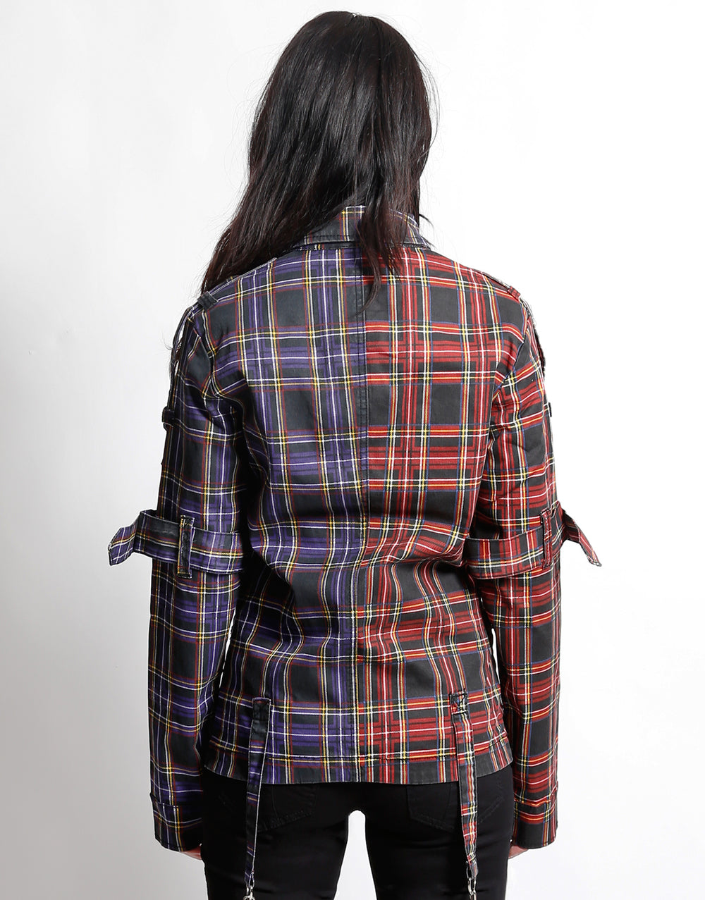 SPLIT PUNK JACKET BLACK/PURPLE PLAID