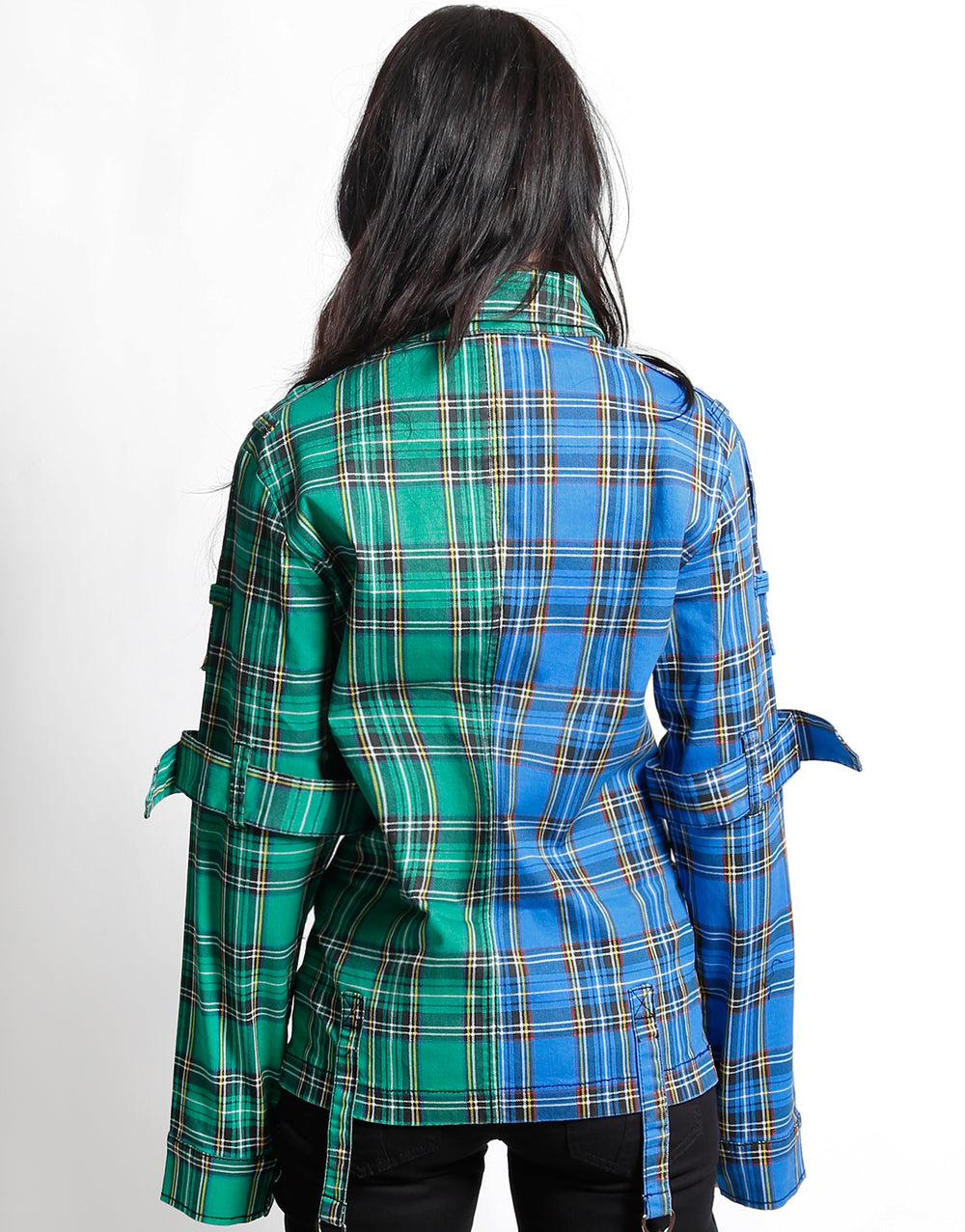 SPLIT PUNK JACKET BLUE/GREEN PLAID