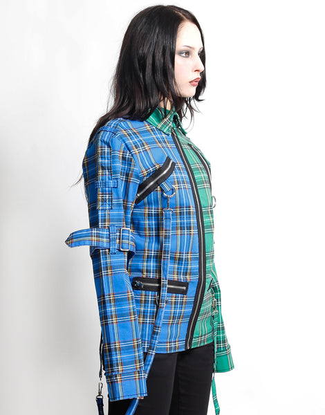 TRIPP NYC - SPLIT PUNK JACKET BLUE/GREEN PLAID