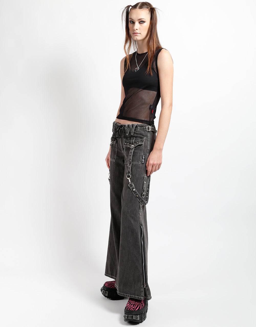 STUDDED POWER PANT BLACK DENIM