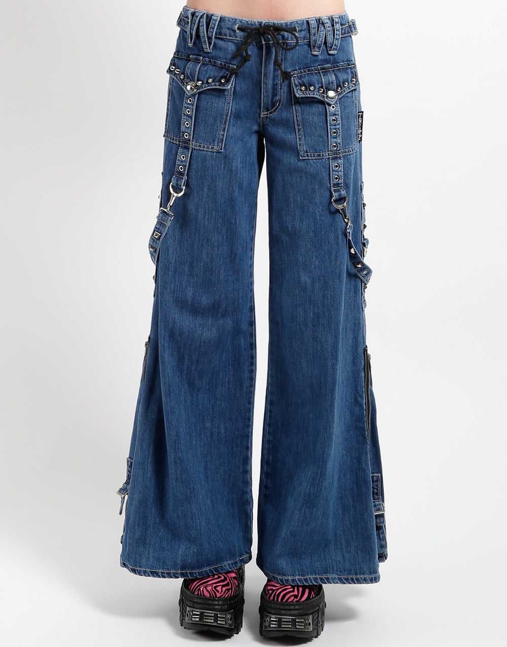 STUDDED POWER PANT BLUE DENIM