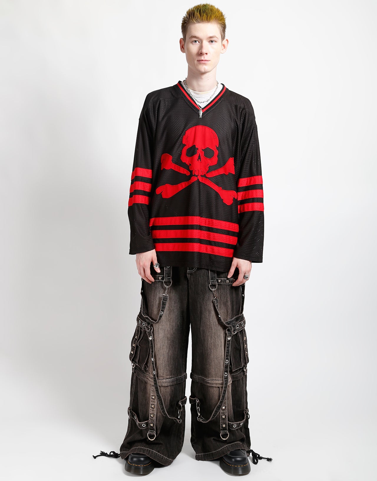 DENIM STRAP PANT BLACK DIRTY WASH