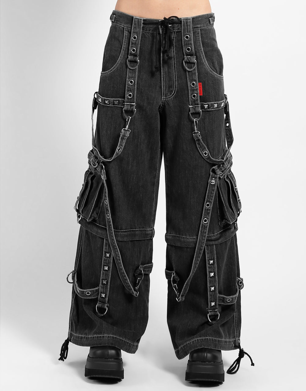 DENIM STRAP PANT BLACK