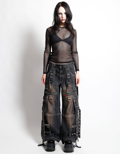 パンツ X-STRAP PANT FOG WASH BLACK DENIM TRIPP NYC - X-STRAP PANT FOG WASH DENIM