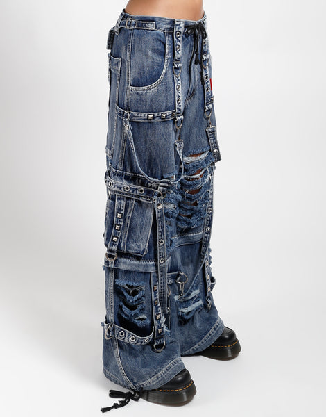 パンツ TRIPP NYC LOCK UP DENIM PANT STORM WASH TRIPP NYC - SHREDDER DENIM FULL FORCE PANT INDIGO FOG WASH