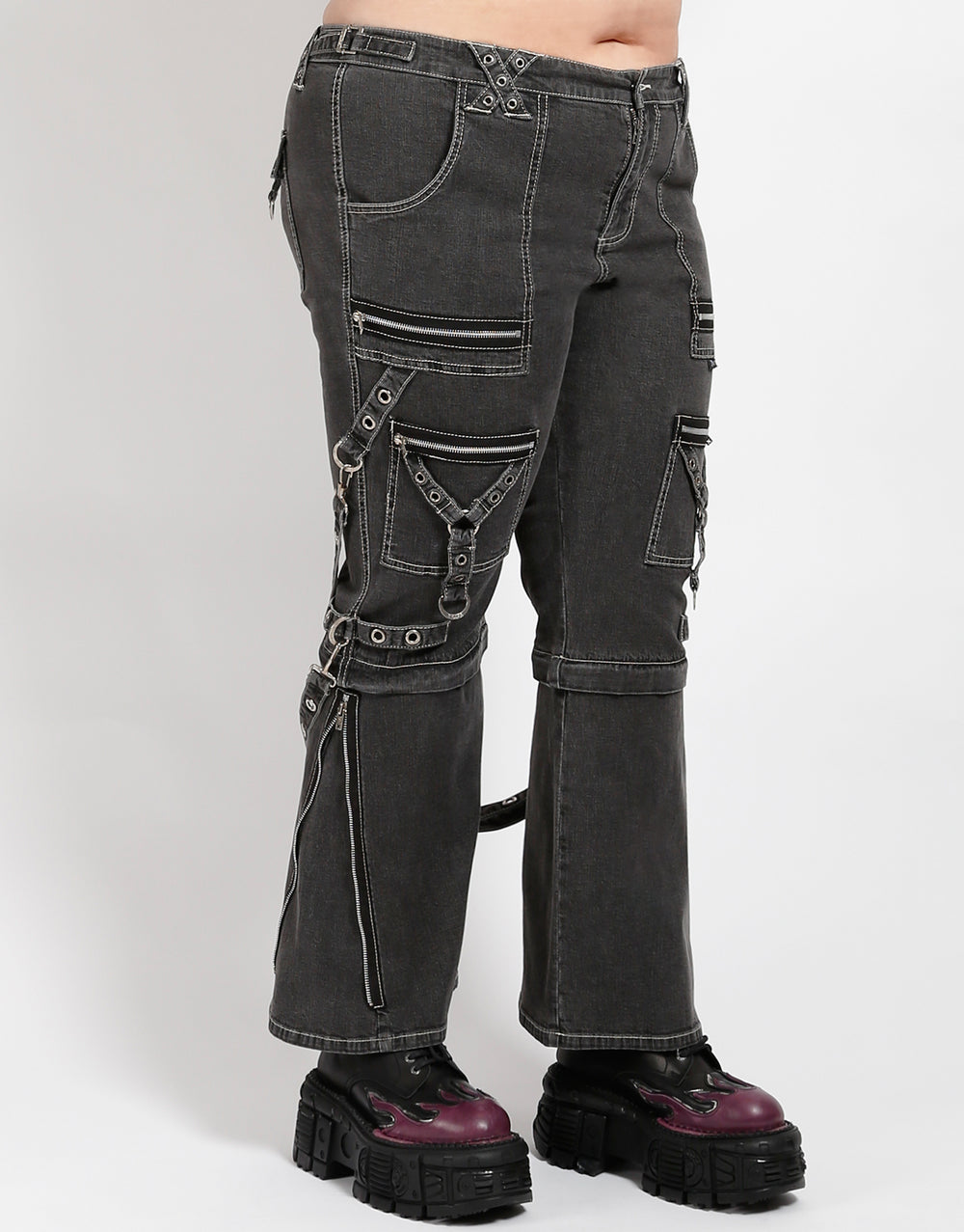 CURVE ZIP TO ZIP PANT BLACK DENIM