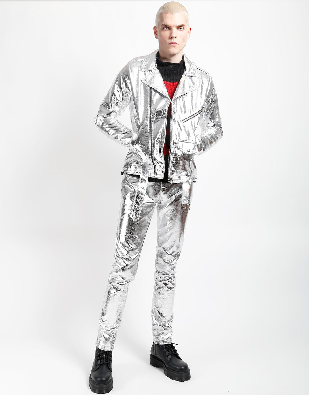 METALLIC FAUX LEATHER MOTO