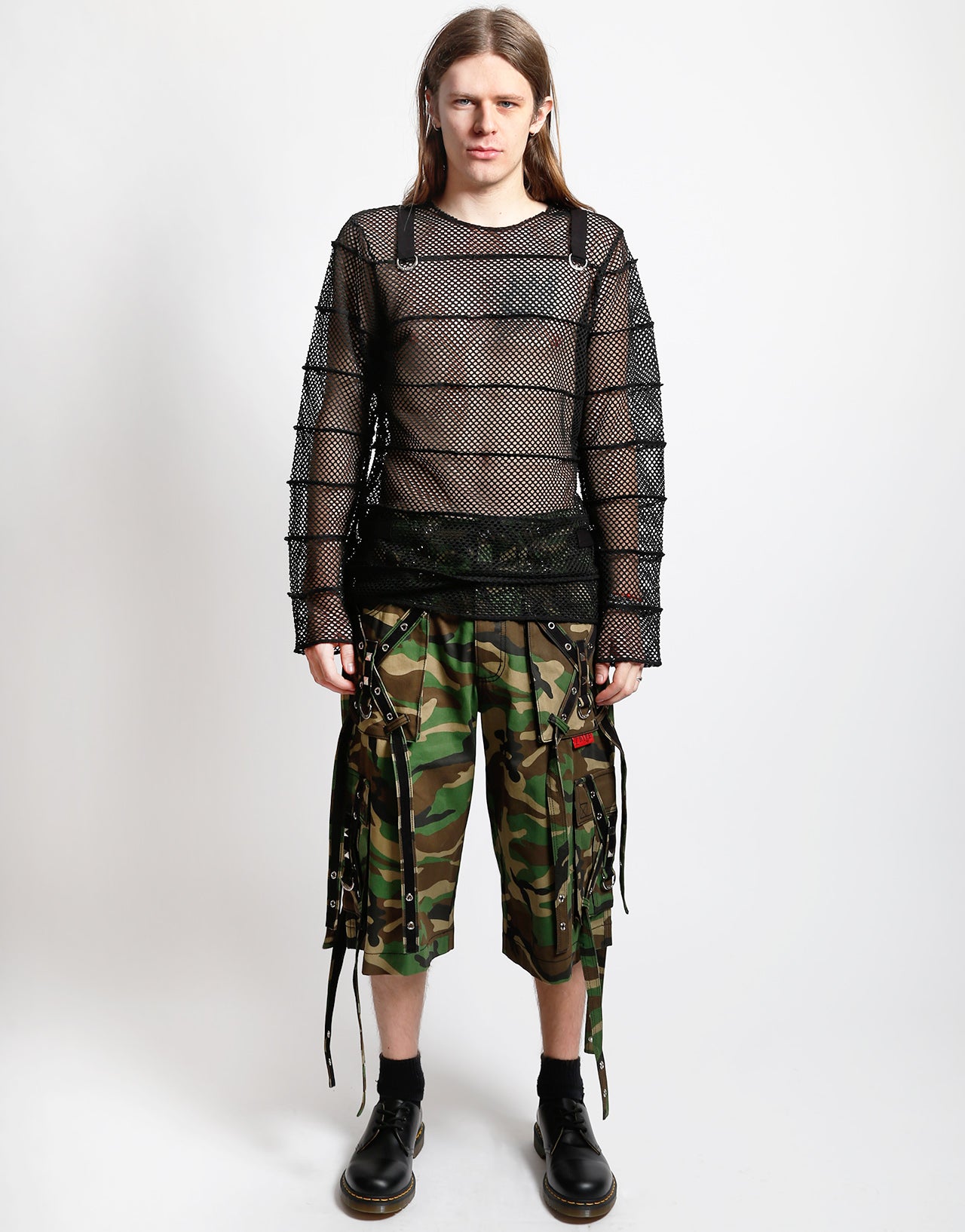 MEGA MESH STRIPE JERSEY BLACK