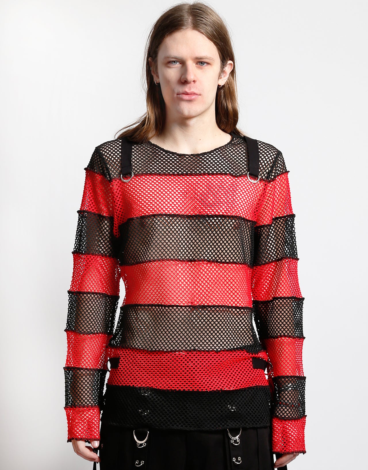 MEGA MESH STRIPE JERSEY BLACK/RED