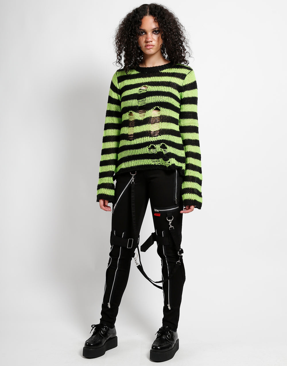 RAG STRIPE SWEATER LIME