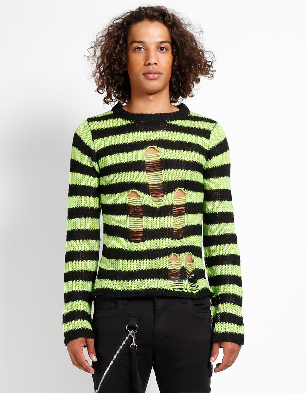 RAG STRIPE SWEATER LIME