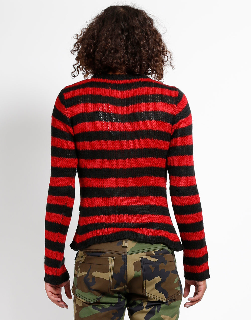 RAG STRIPE SWEATER RED