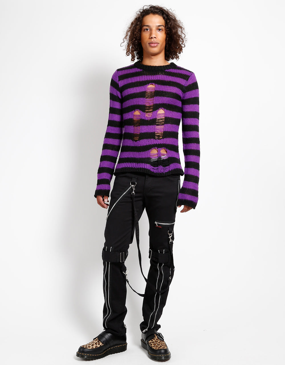 RAG STRIPE SWEATER PURPLE