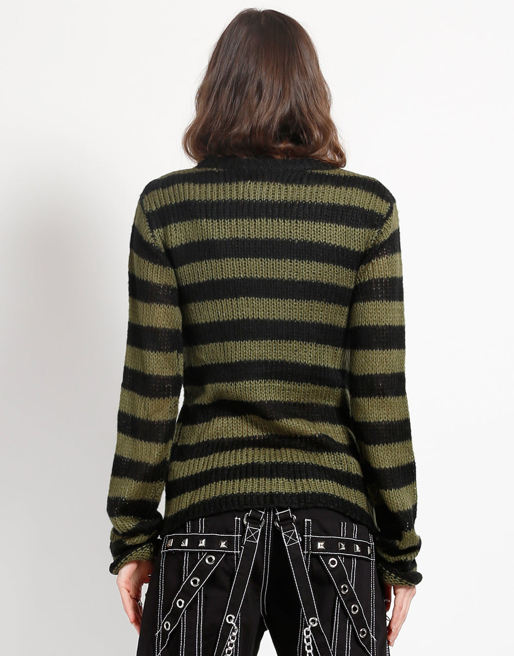 RAG STRIPE SWEATER ARMY