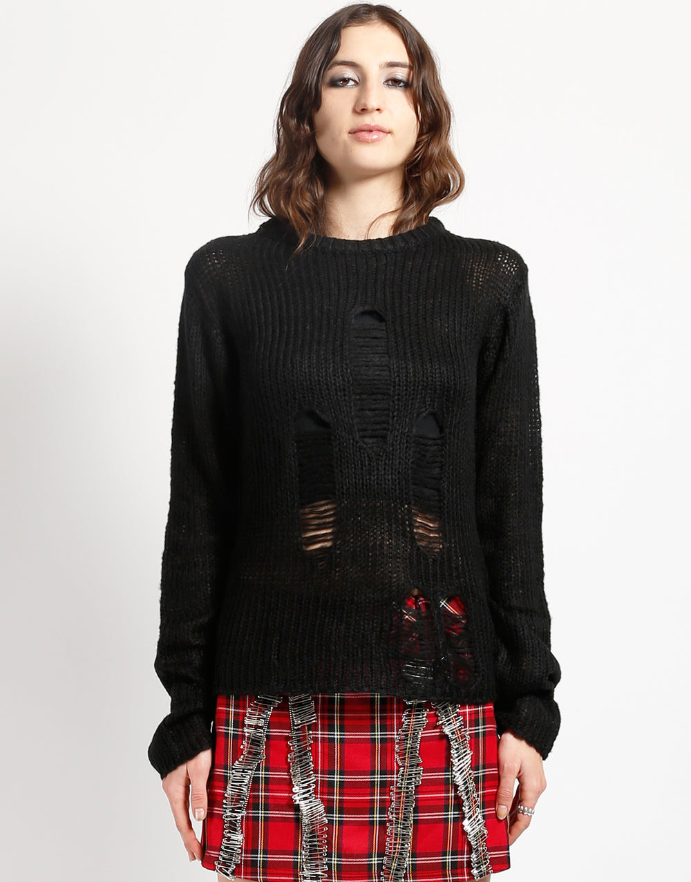 RAG STRIPE SWEATER BLACK