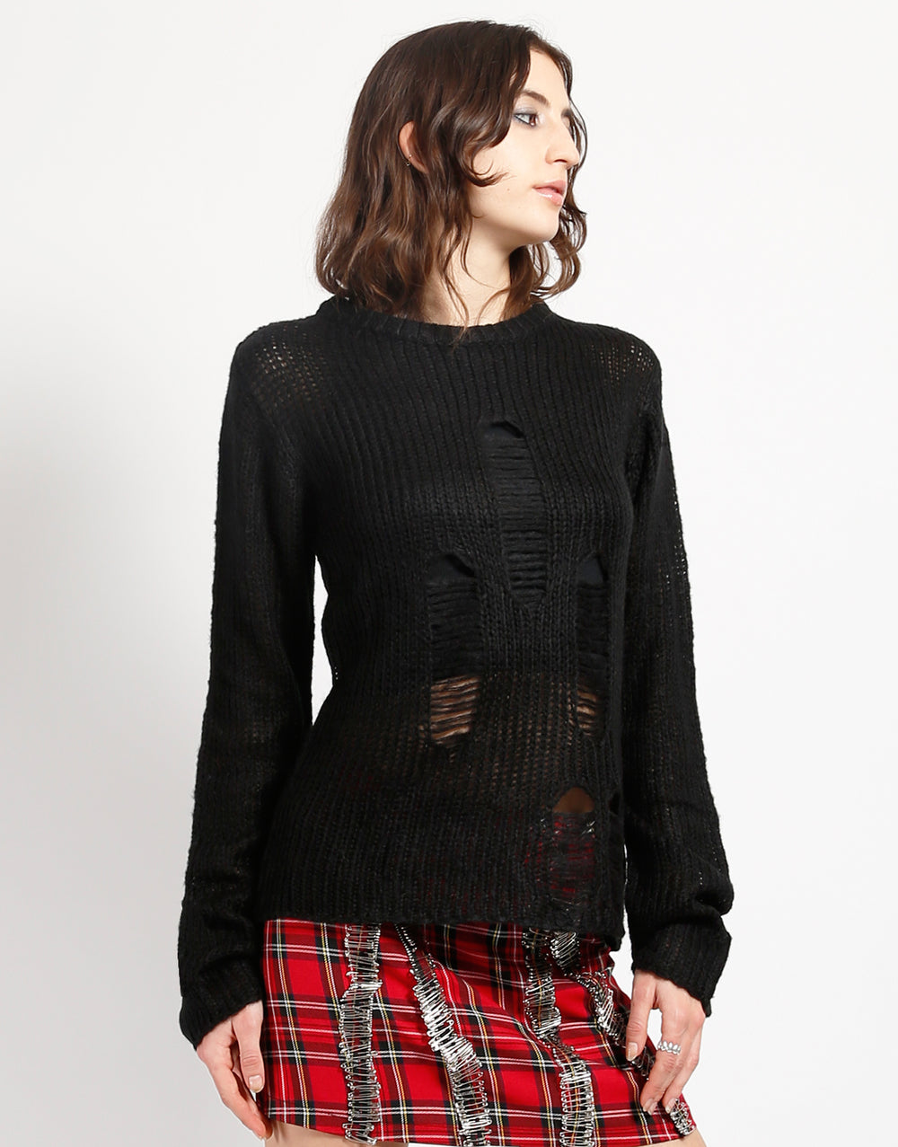 RAG STRIPE SWEATER BLACK