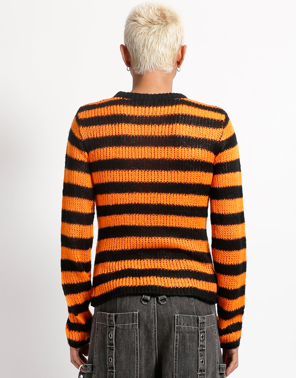 RAG STRIPE SWEATER ORANGE