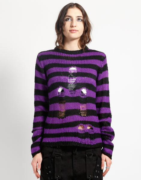 RAG STRIPE SWEATER PURPLE TRIPP NYC