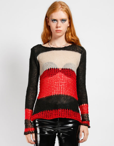 トップス SKOLOCT STRIPE KNIT SWEATER Women's Mexican Sweaters Striped Fall Tops Colorful Sweaters
