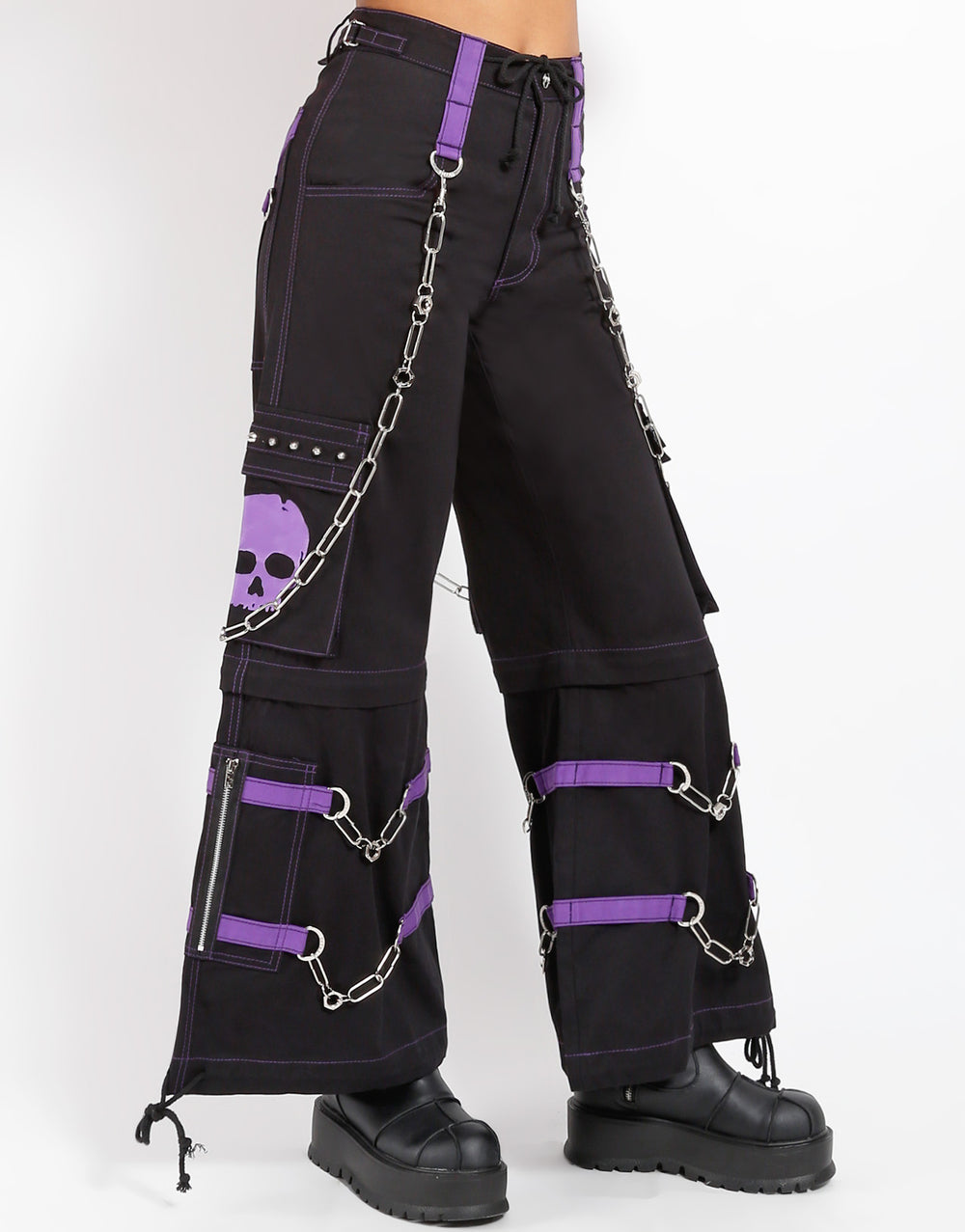 SKULL ZIP OFF PANT PURPLE