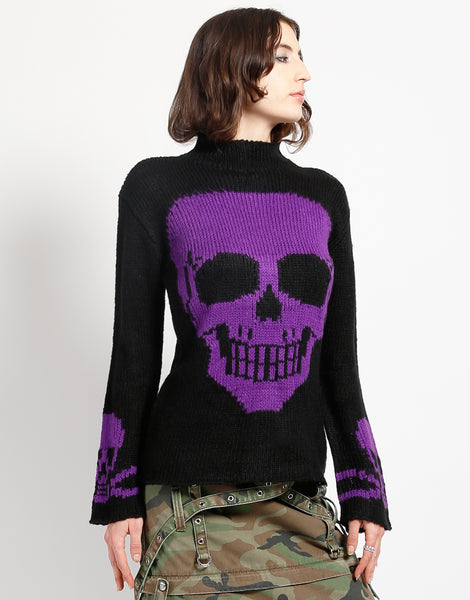 TRIPP NYC - SKULL SWEATER PURPLE SKULL