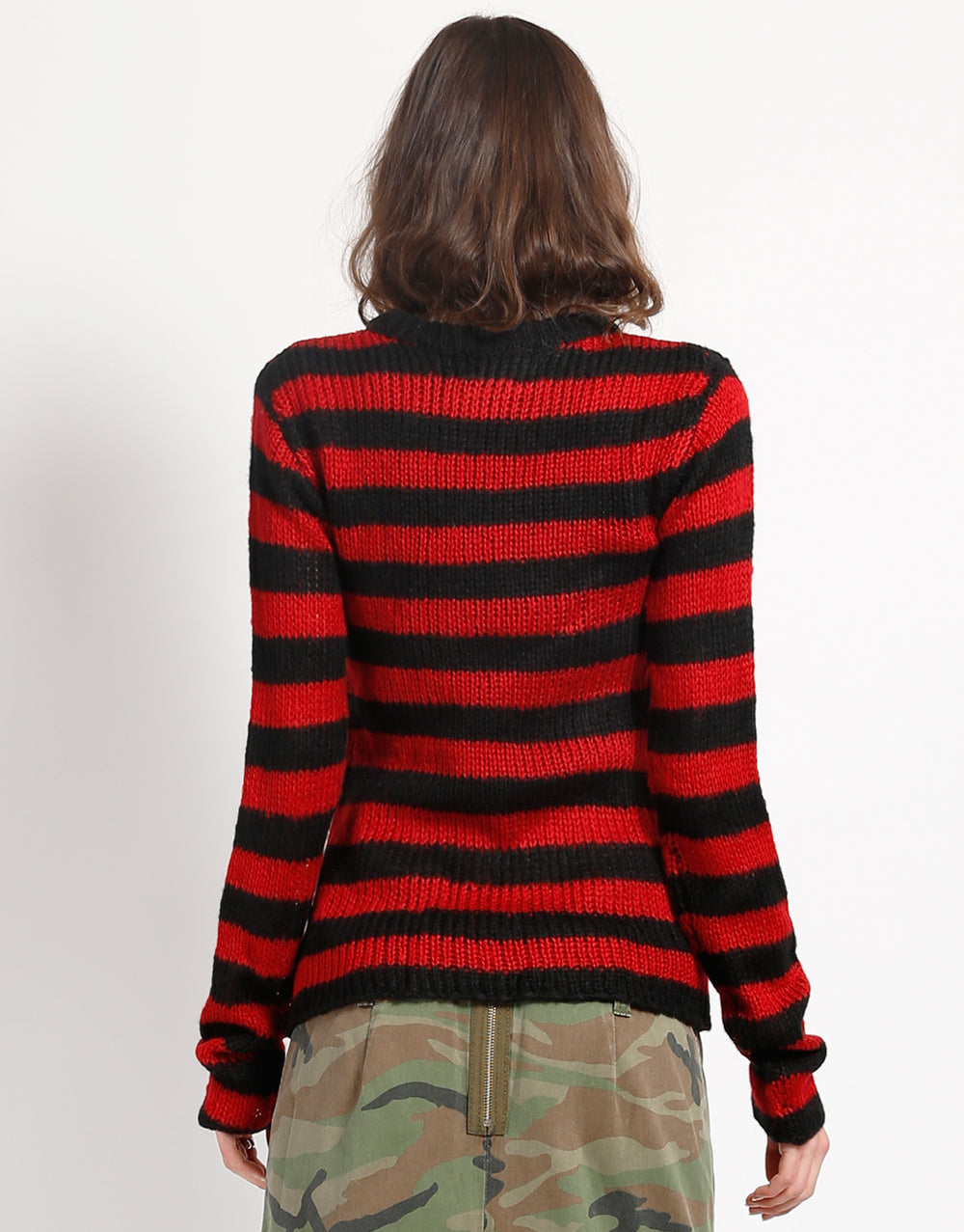 RAG STRIPE SWEATER RED