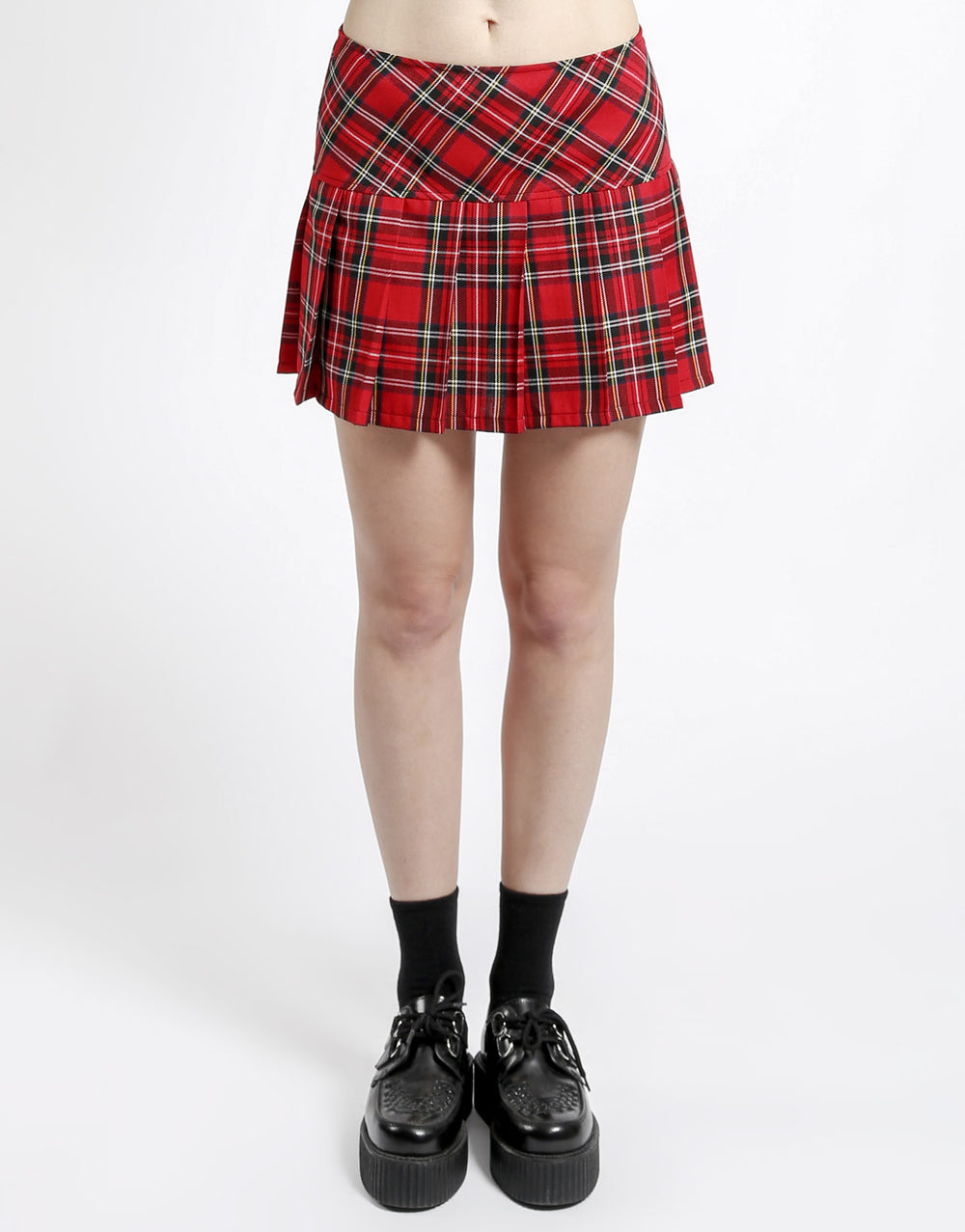 PLEATED SKIRT RED PLAID